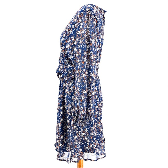 june & hudson Blue & Brown Floral Print Dress, NWT - Picture 3 of 9